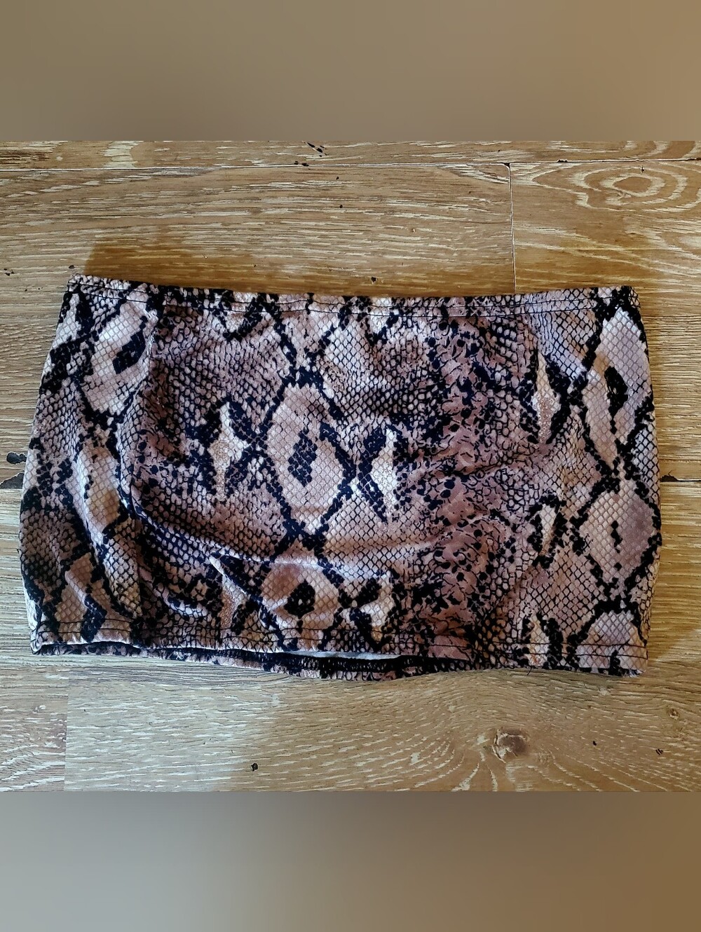 Zaful Brown & Tan Snake-Print Bandeau Tube Top